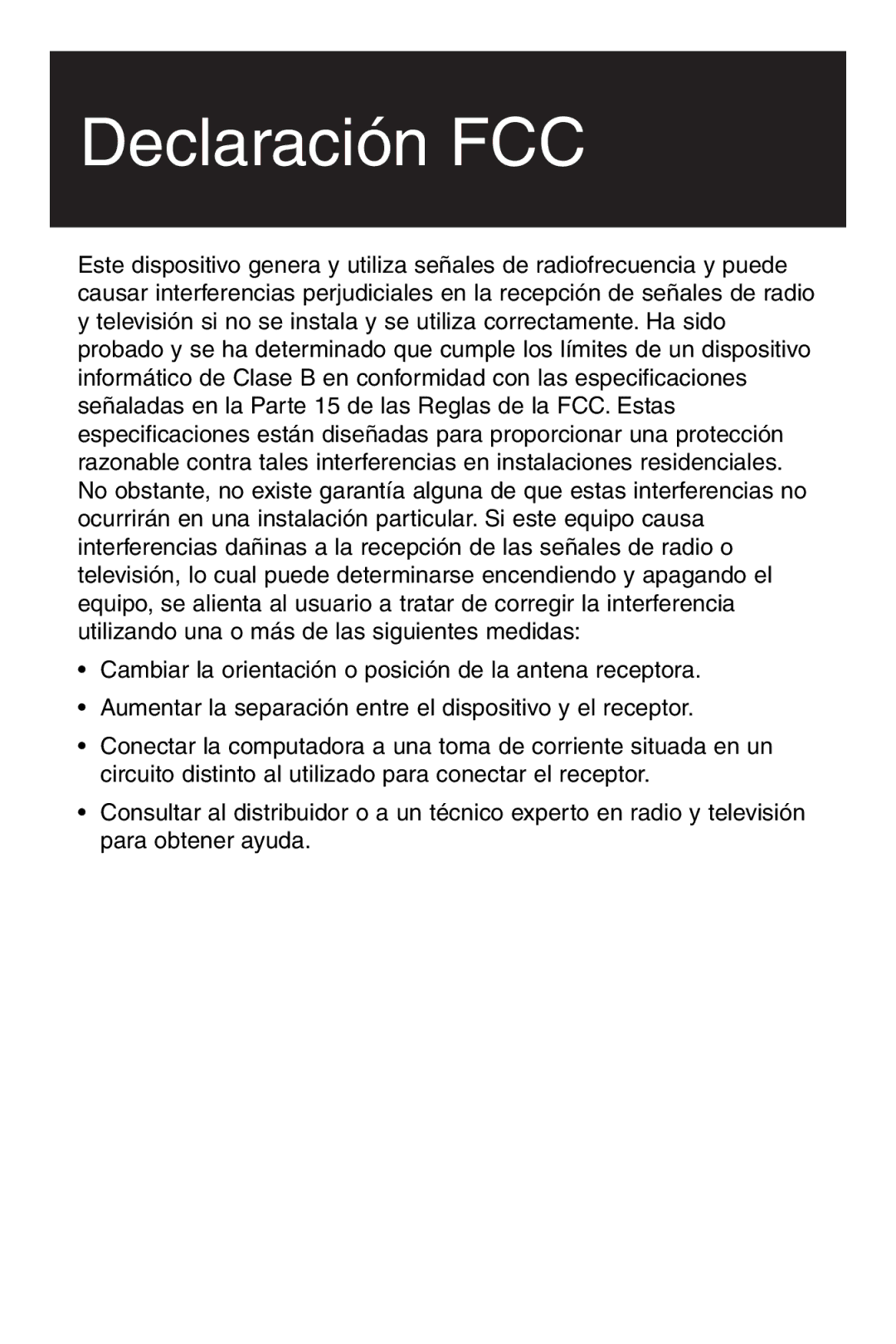 Tripp Lite U234-005-R user manual Declaración FCC 