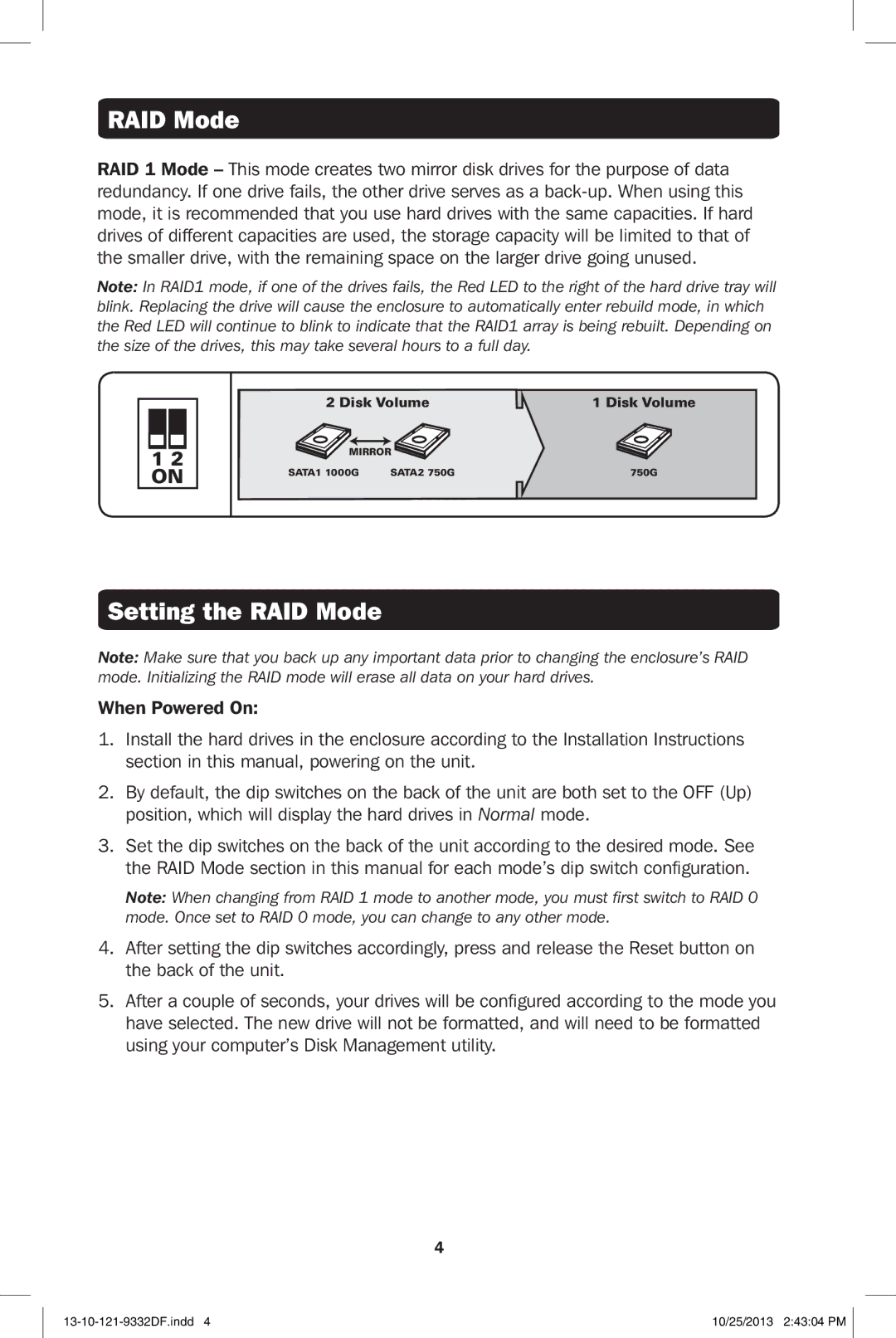 Tripp Lite U357-002 owner manual Setting the RAID Mode 