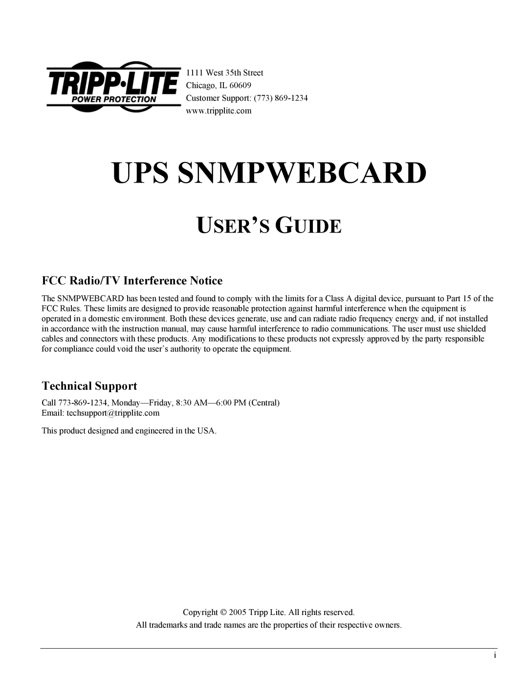 Tripp Lite UPS SNMPWEBCARD instruction manual UPS Snmpwebcard 