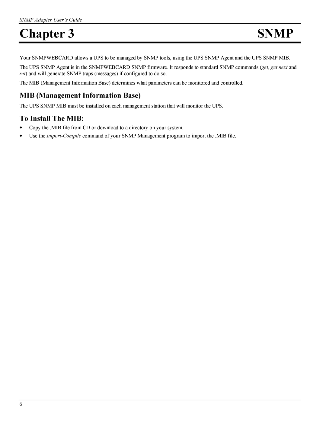 Tripp Lite UPS SNMPWEBCARD instruction manual Chapter, Snmp 