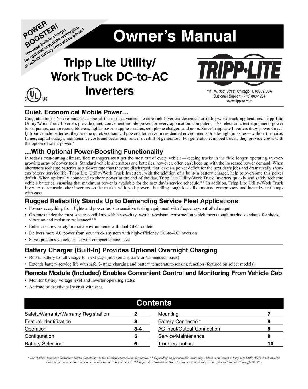 Tripp Lite UT Series owner manual Tripp Lite Utility, Contents 