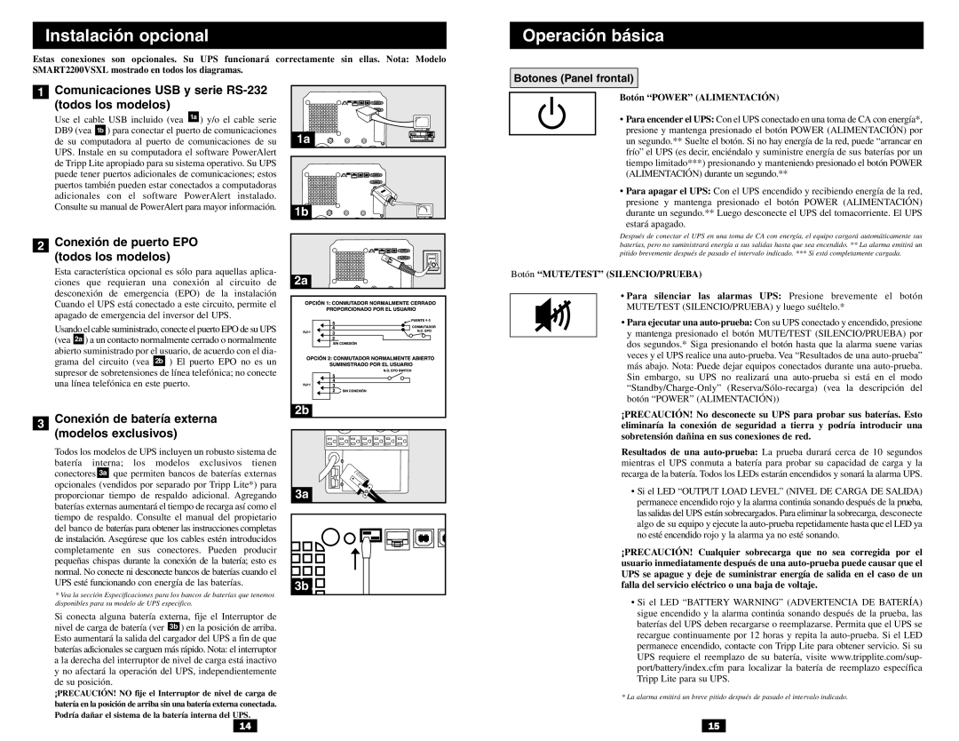 Tripp Lite VS owner manual Comunicaciones USB y serie RS-232 Todos los modelos, Conexión de puerto EPO Todos los modelos 