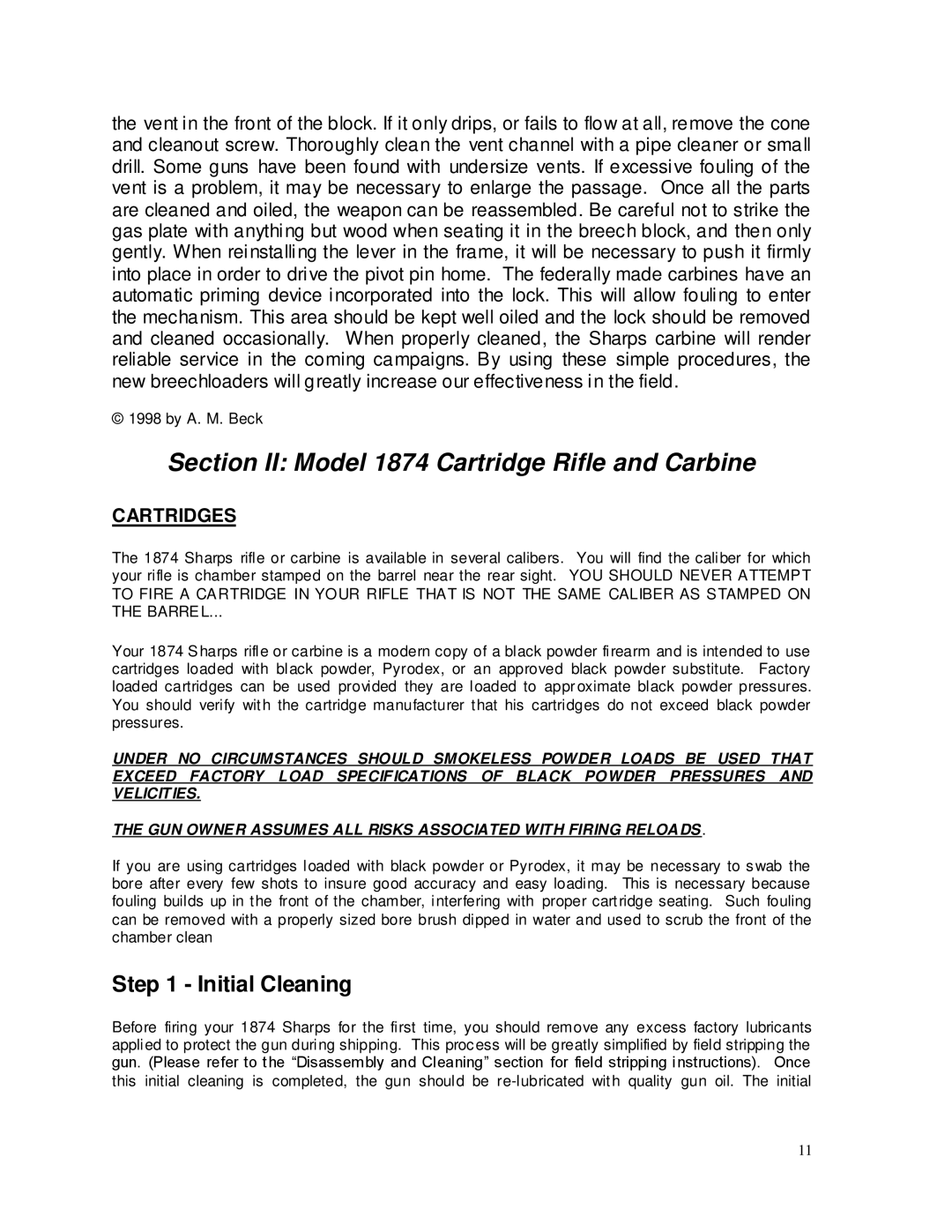 TriStar 1863 instruction manual Section II Model 1874 Cartridge Rifle and Carbine, Cartridges 