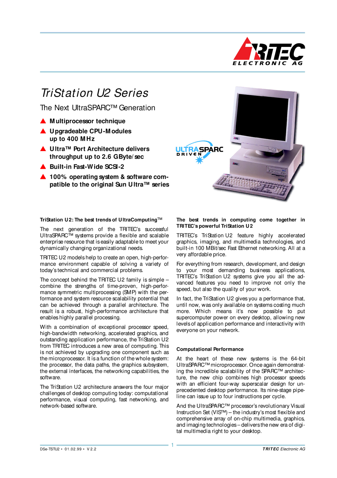 Tritec Industrial AGDSE-TSTU2 manual TriStation U2 The best trends of UltraComputing, Computational Performance 