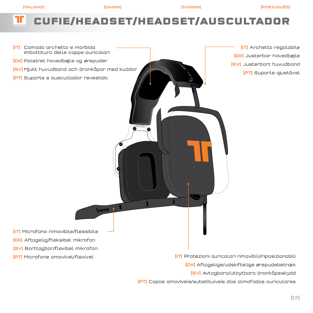 Tritton Technologies Gaming Headset, R03N763NR manual Cufie/Headset/Headset/Auscultador 