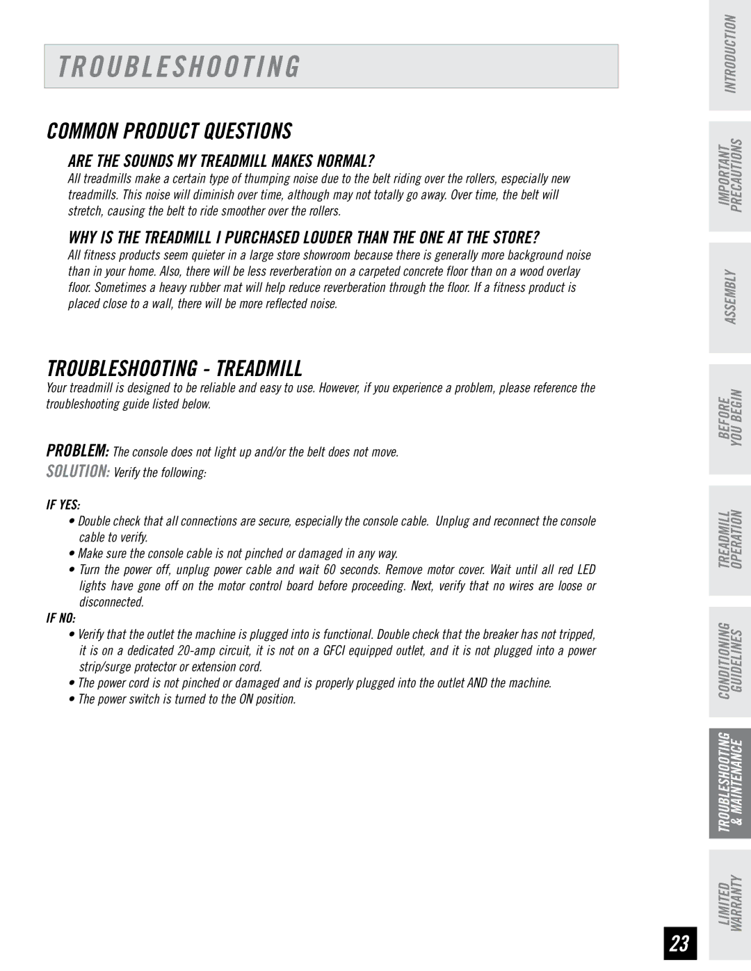 Triumph Plant 700T Common Product Questions, Troubleshooting Treadmill, Are the Sounds MY Treadmill Makes NORMAL? 