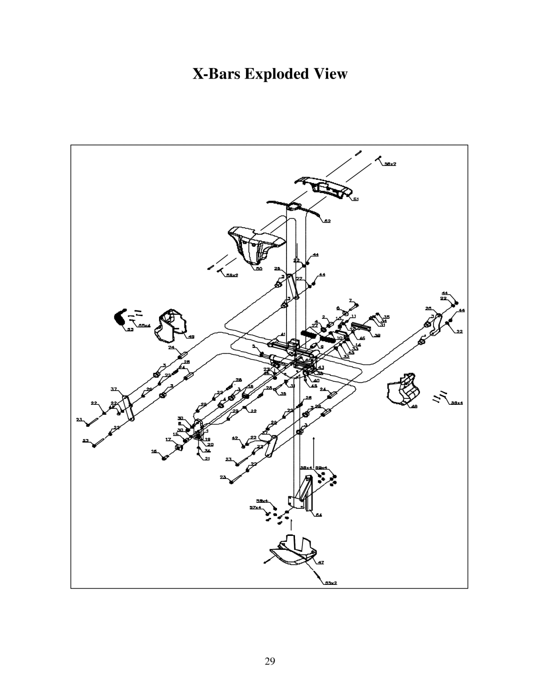 Trixter X-Bike manual Bars Exploded View 