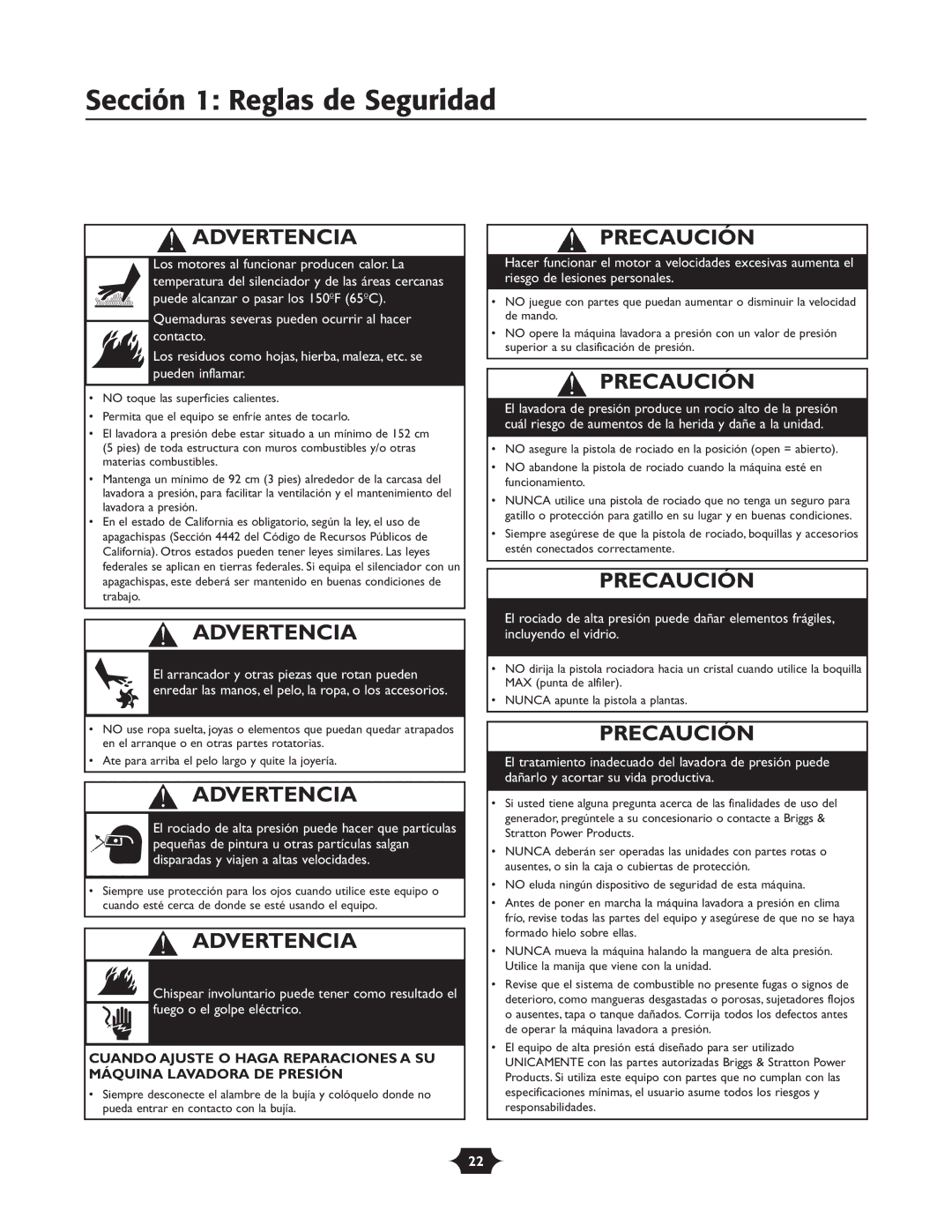 Troy-Bilt 020242-1 owner manual Precaución 