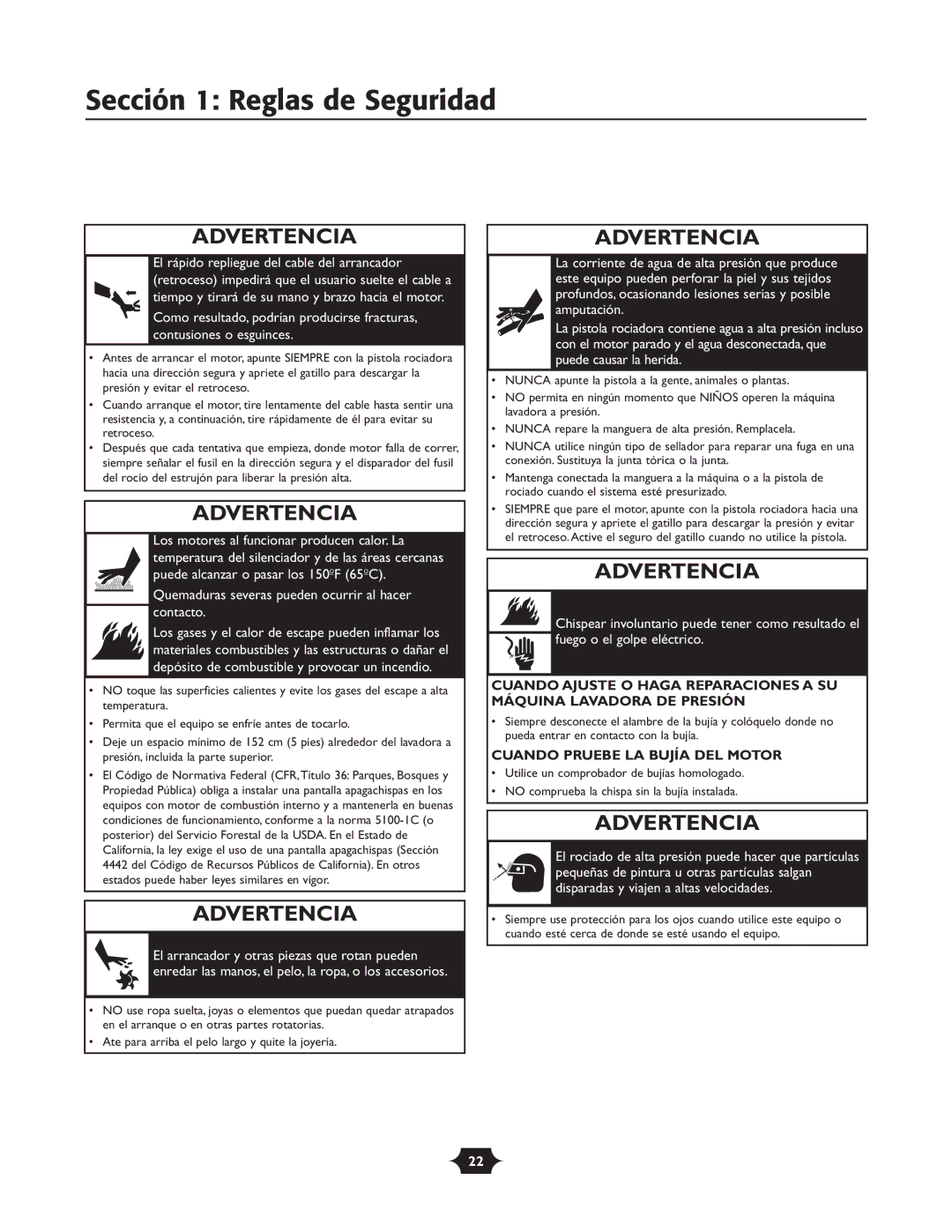 Troy-Bilt 020242-4 manual Cuando Pruebe LA Bujía DEL Motor 