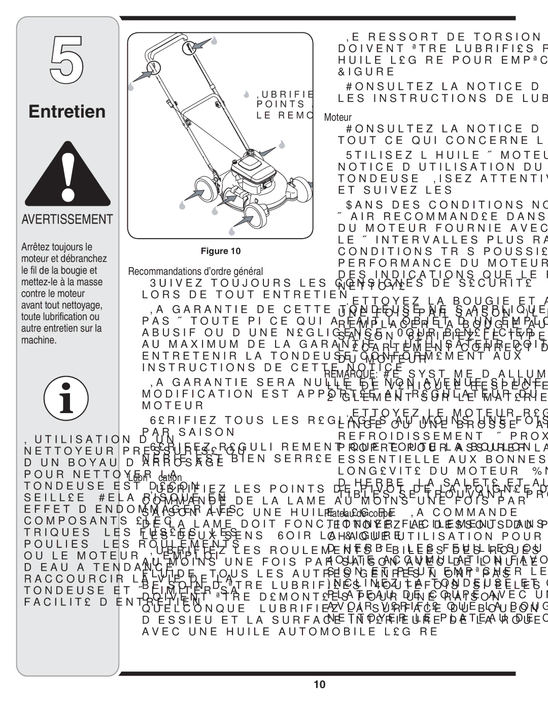 Troy-Bilt 100 warranty Moteur, De système le Gardez .brosse une ou linge 