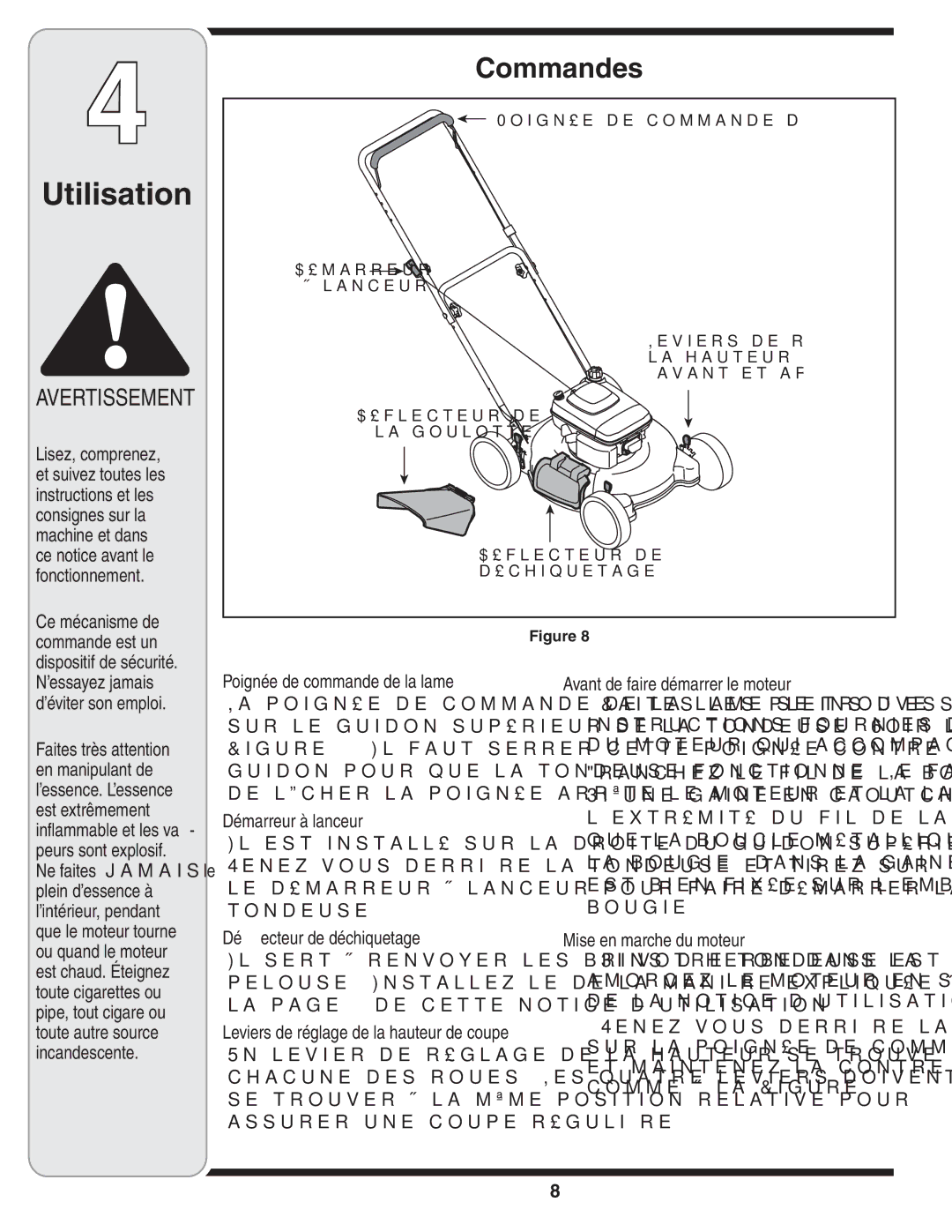 Troy-Bilt 100 warranty Commandes, Faites Ne 