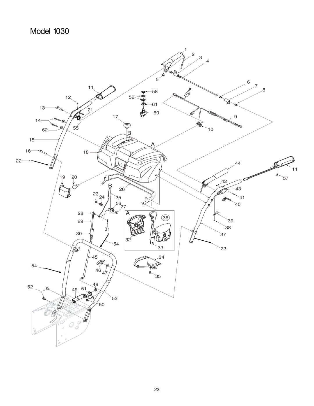 Troy-Bilt 1030 manual Model 