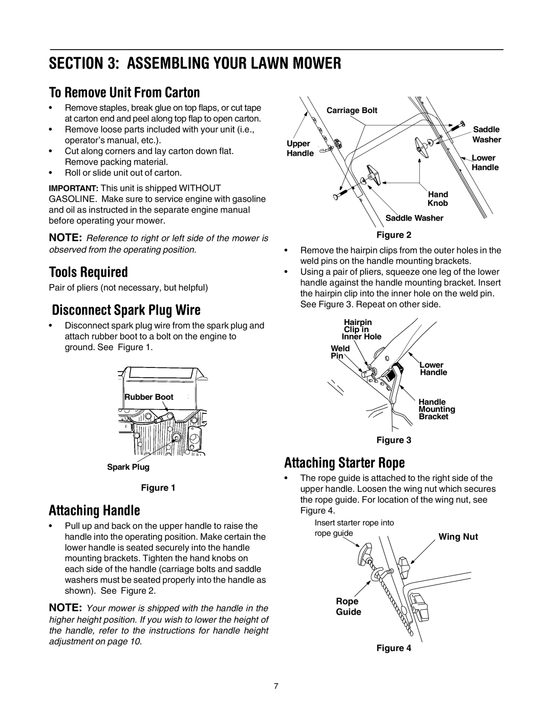 Troy-Bilt 106 manual Assembling Your Lawn Mower 