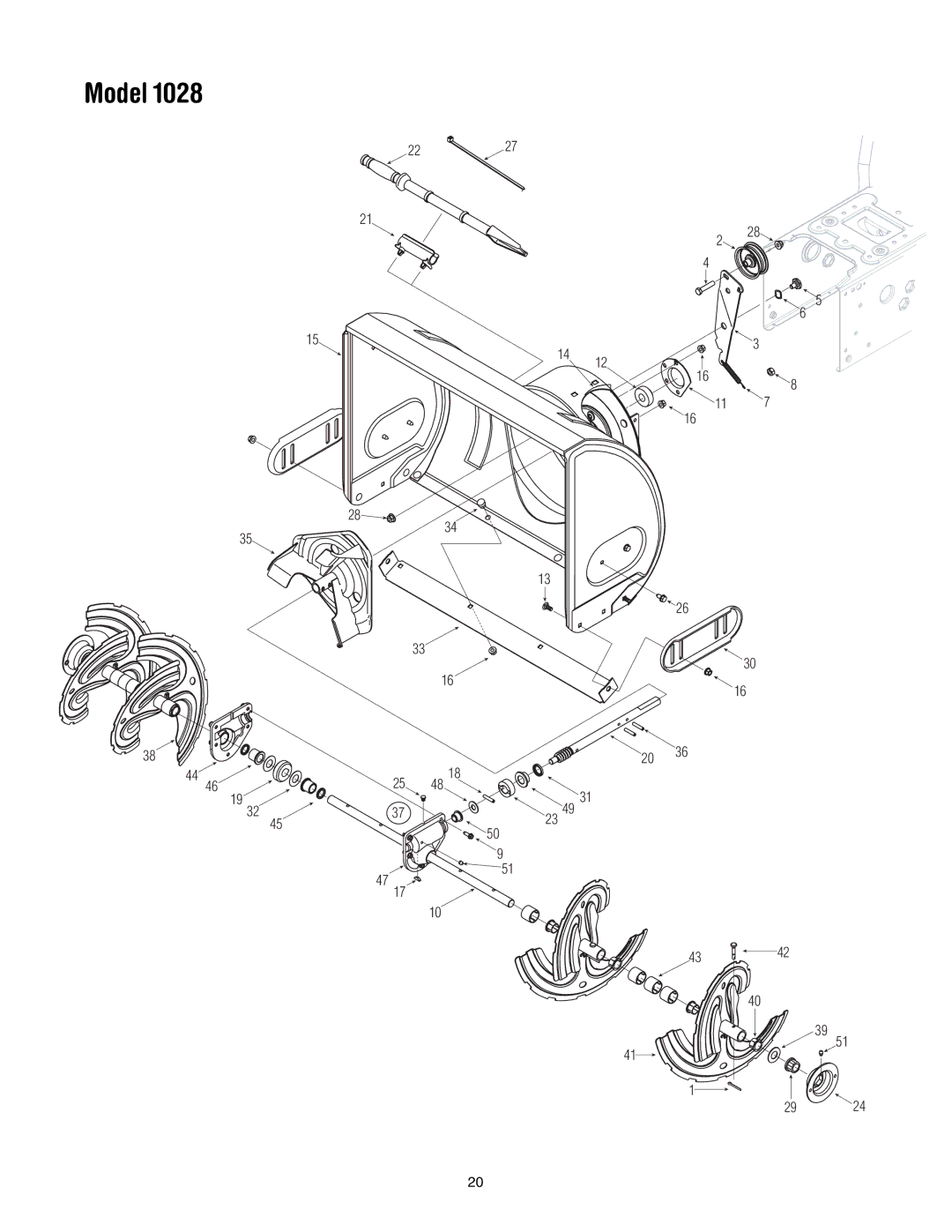 Troy-Bilt 1130, 1028 manual Model 