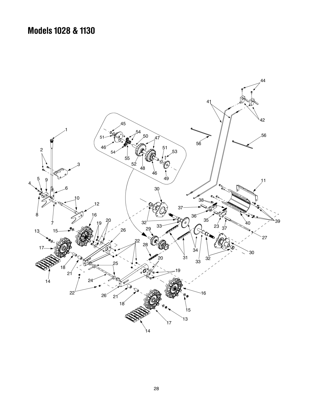 Troy-Bilt 1130 manual Models 1028 