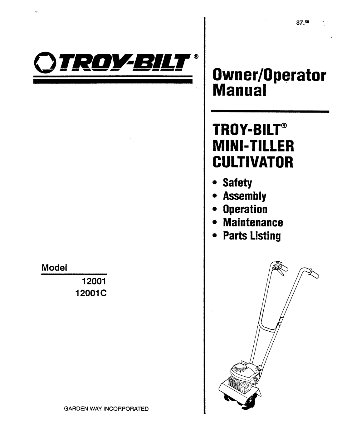 Troy-Bilt 12001C manual 