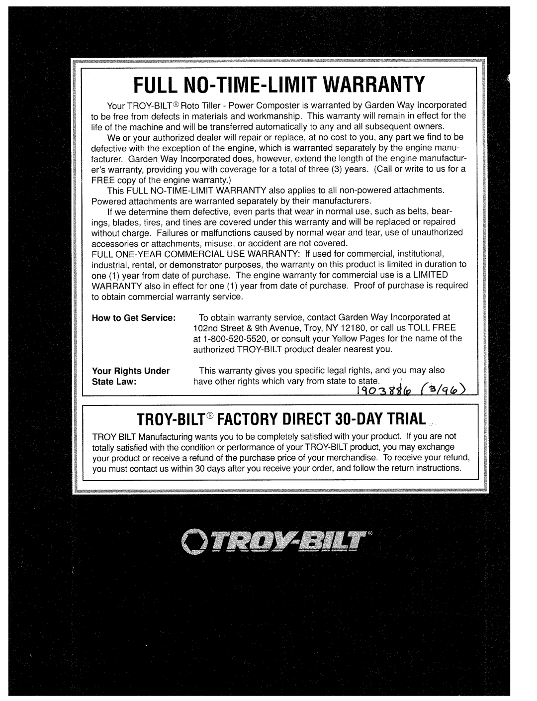 Troy-Bilt 12060, 12065 manual 