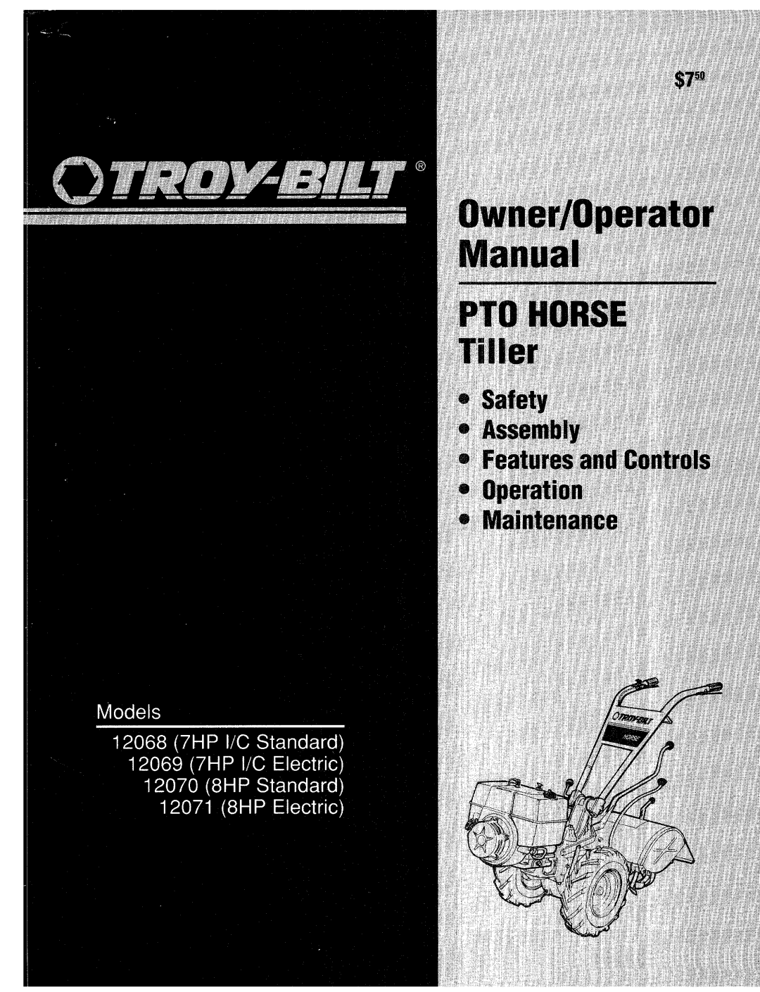 Troy-Bilt 12071-8HP, 12070-8HP, 12069-7HP manual 