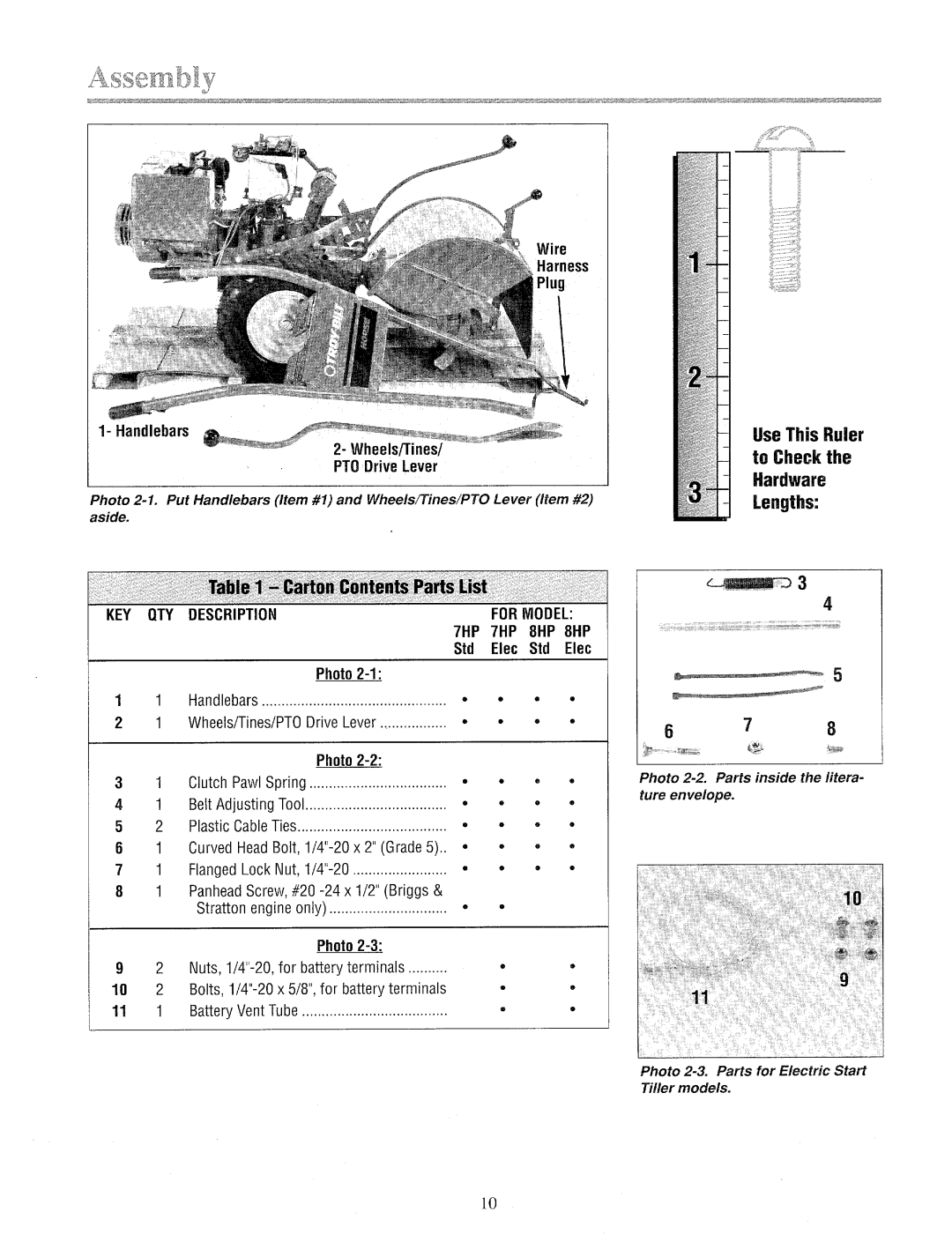 Troy-Bilt 12071-8HP, 12070-8HP, 12069-7HP manual 