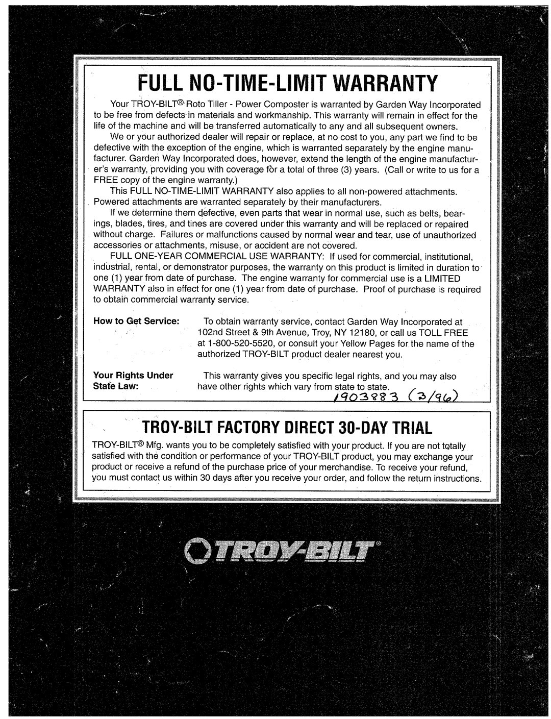 Troy-Bilt 12087-7HP manual 