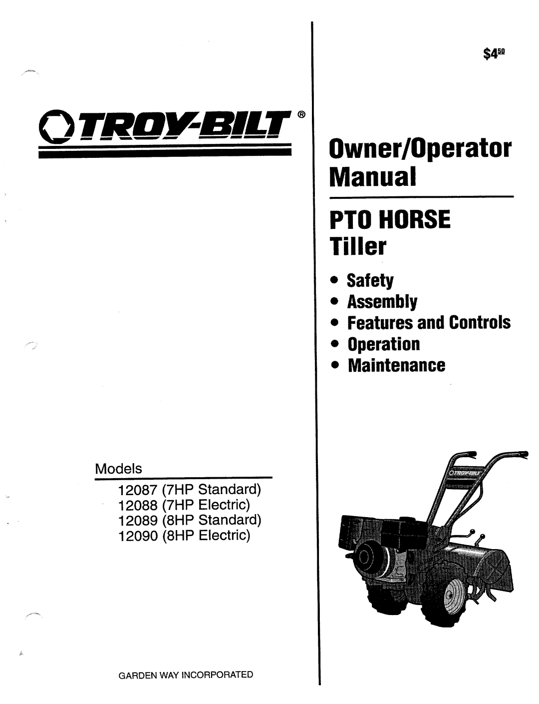 Troy-Bilt 12087, 12088, 12089, 12090 manual 