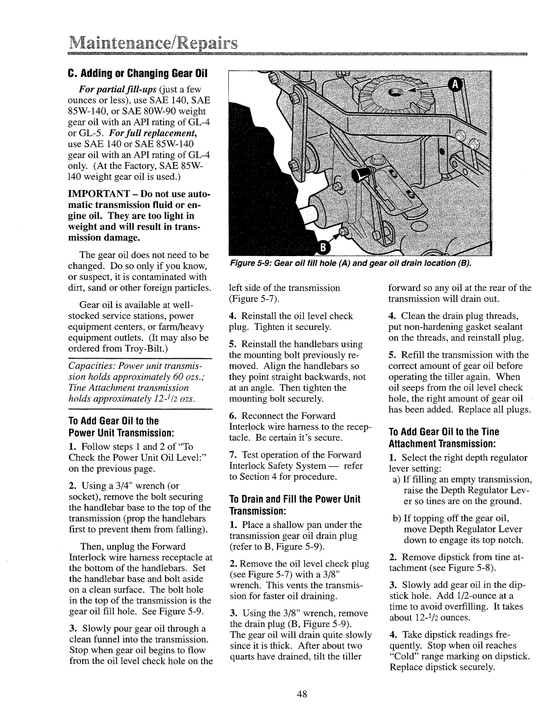 Troy-Bilt 12087, 12088, 12089, 12090 manual 