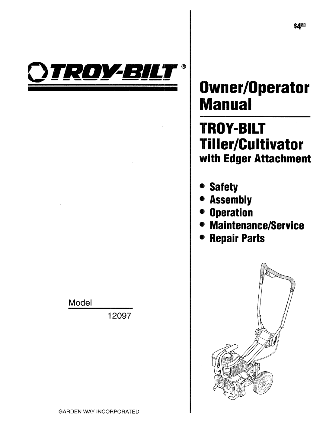 Troy-Bilt 12097 manual 