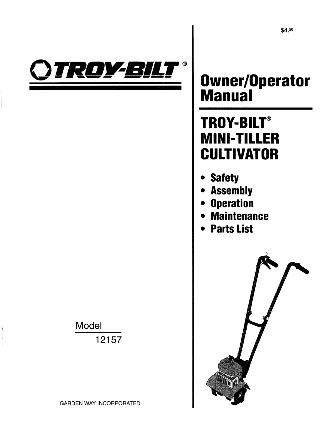 Troy-Bilt 12157 manual 