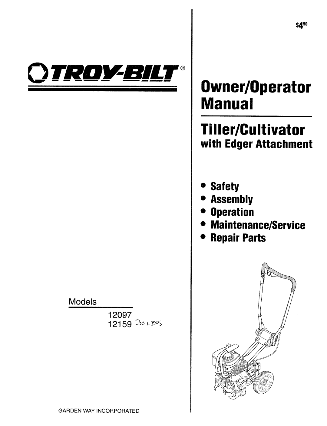 Troy-Bilt 12159 manual 