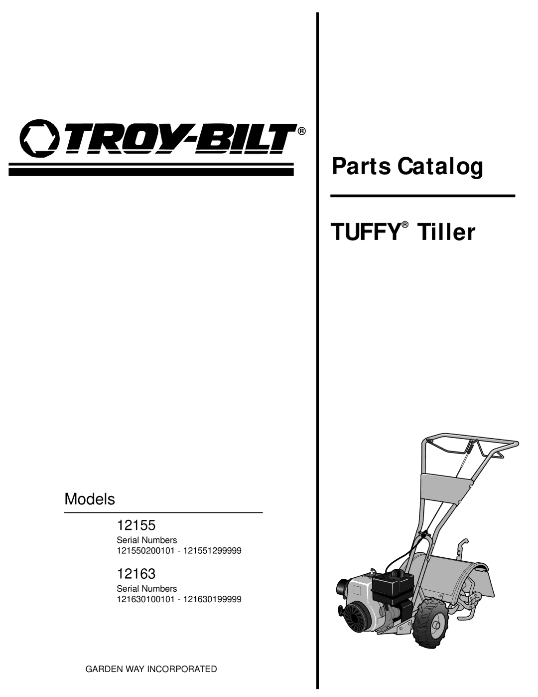 Troy-Bilt 12163 manual Parts Catalog Tuffy Tiller 