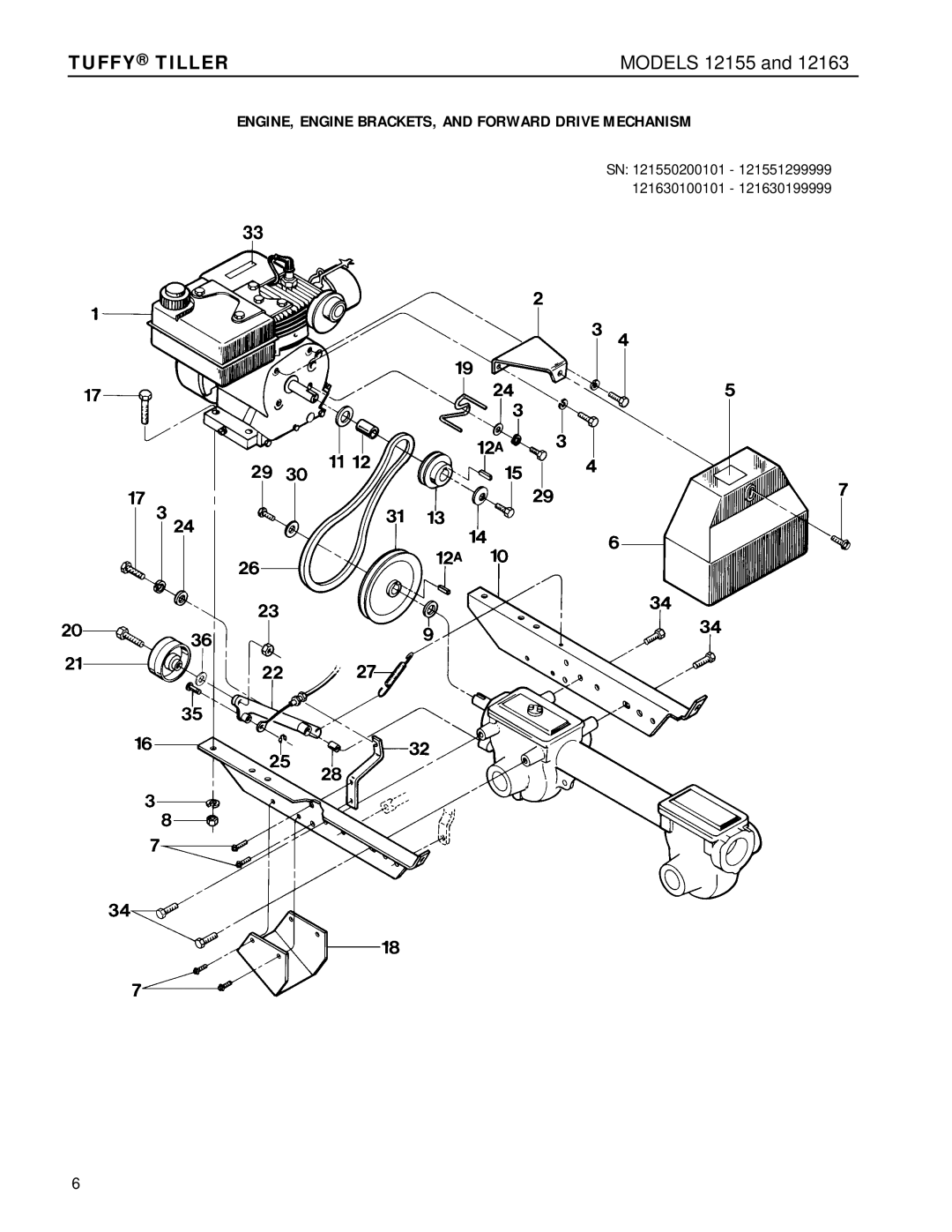 Troy-Bilt 12163 manual ENGINE, Engine BRACKETS, and Forward Drive Mechanism 