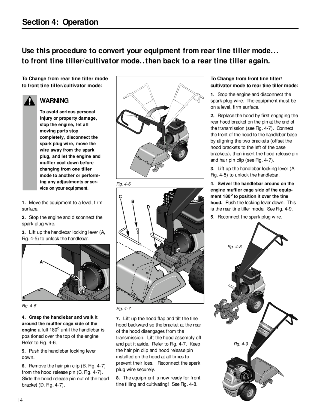 Troy-Bilt 12168 owner manual Swivel the handlebar around on, Reconnect the spark plug wire 