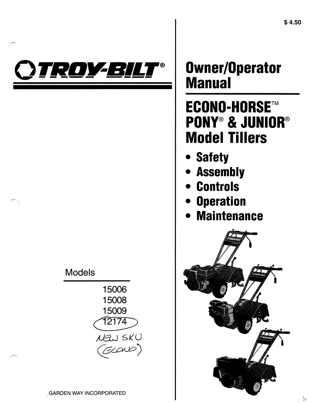 Troy-Bilt 15008, 12174, 15006, 15009 manual 