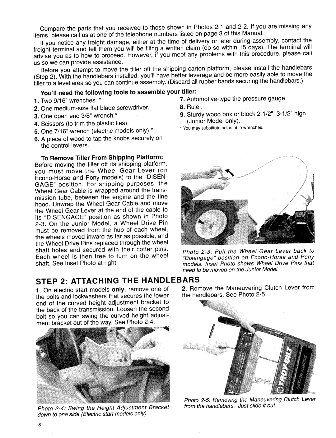 Troy-Bilt 15006, 12174, 15008, 15009 manual 