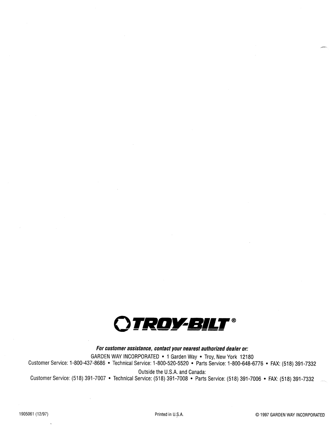 Troy-Bilt 12174, 15008, 15006, 15009 manual 