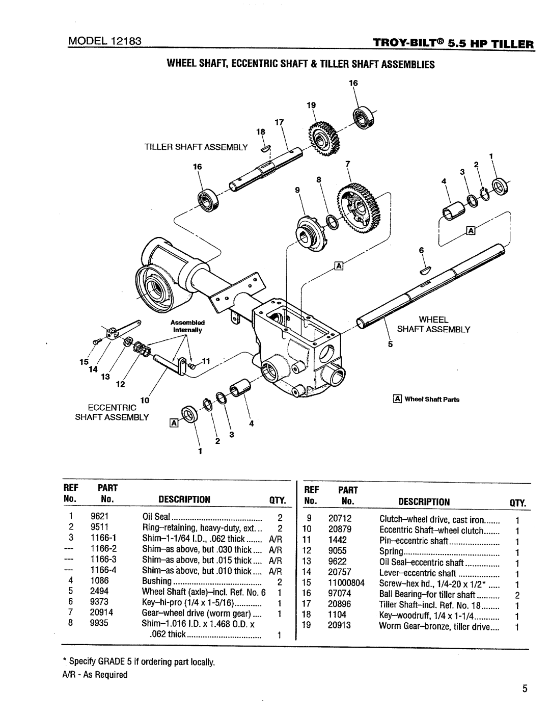 Troy-Bilt 12183 manual 