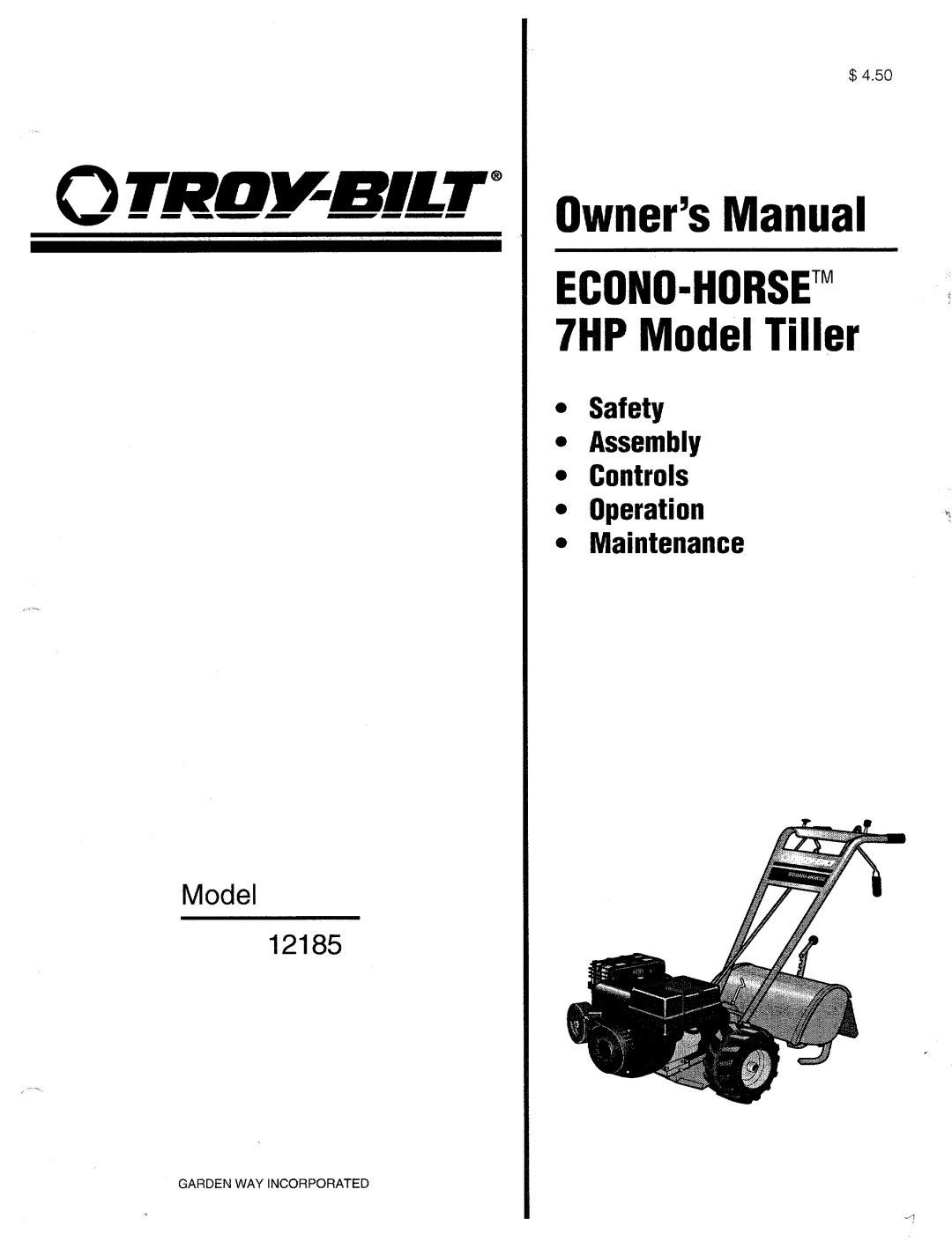 Troy-Bilt 12185 manual 