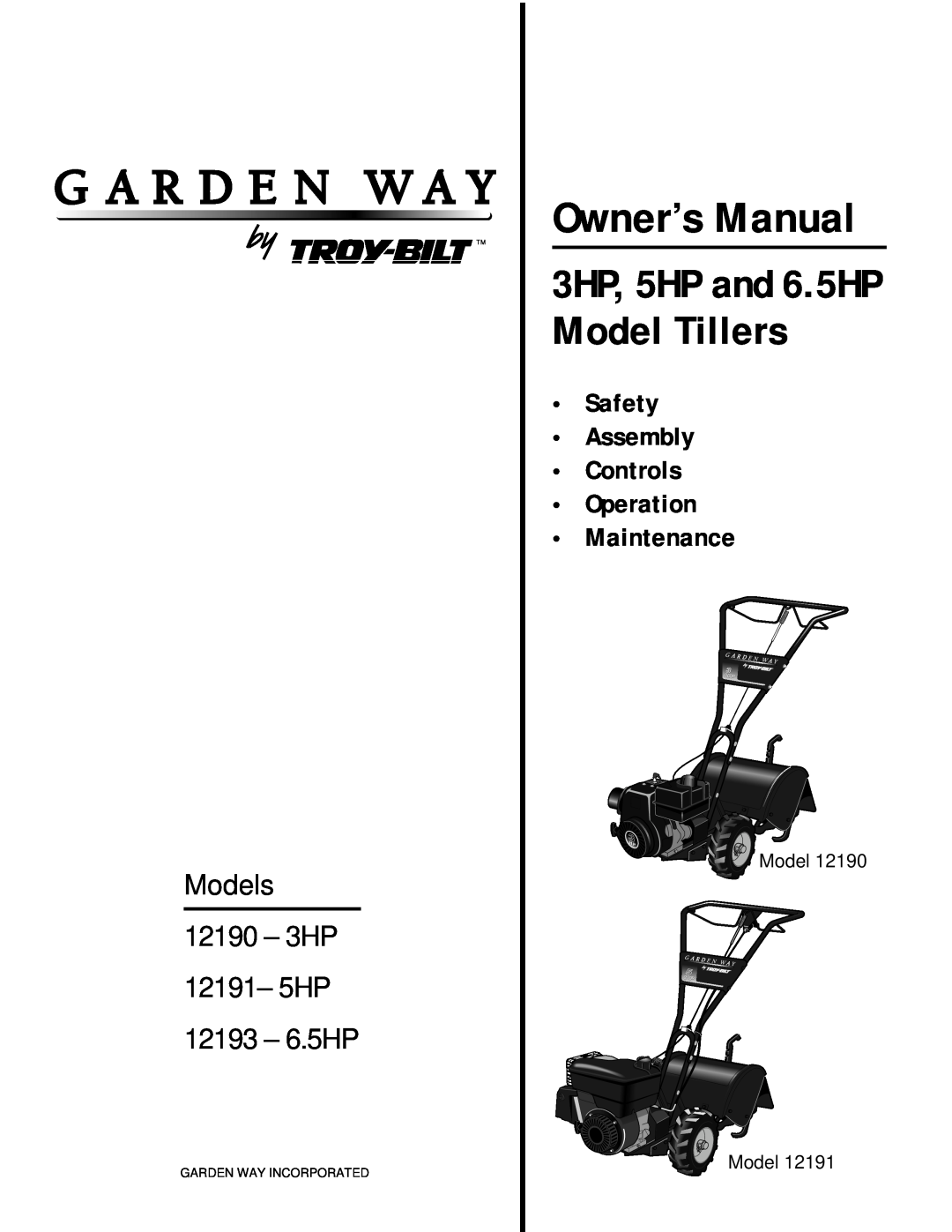 Troy-Bilt 12214 - 5.5HP owner manual Safety Assembly Controls Operation Maintenance, Owner’s Manual, Model Model 