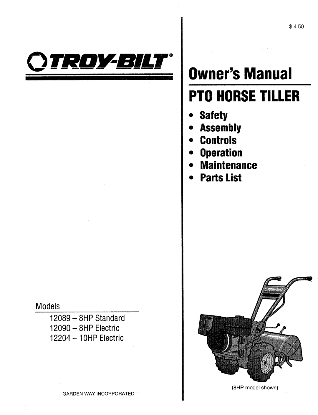 Troy-Bilt 12204-10HP manual 