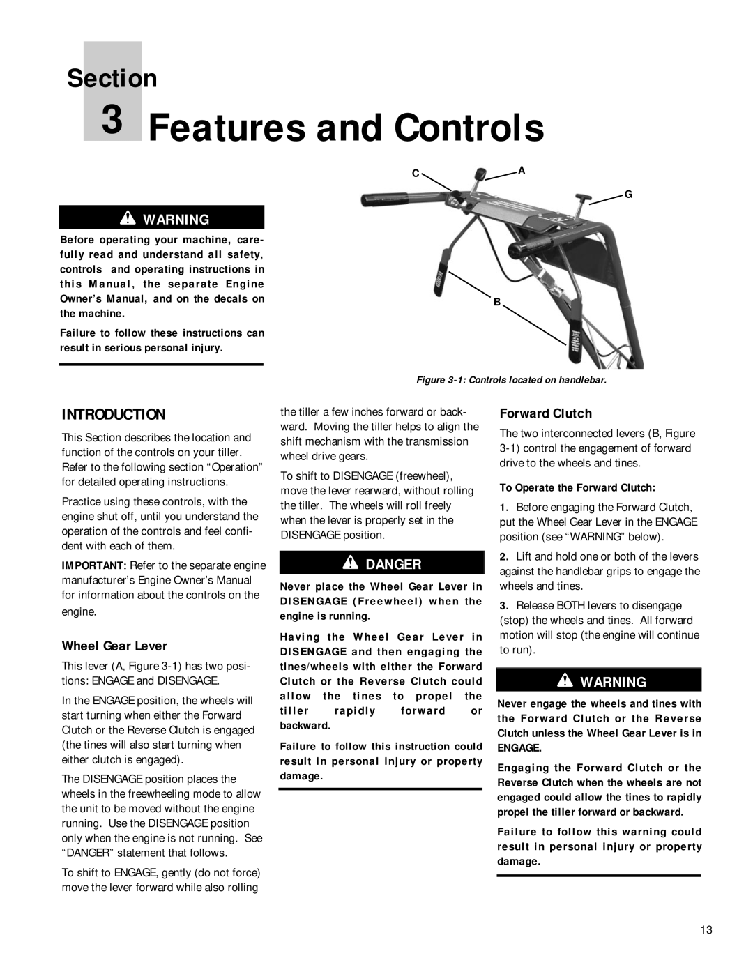 Troy-Bilt 12211, 12212 owner manual Wheel Gear Lever, To Operate the Forward Clutch, Engage 