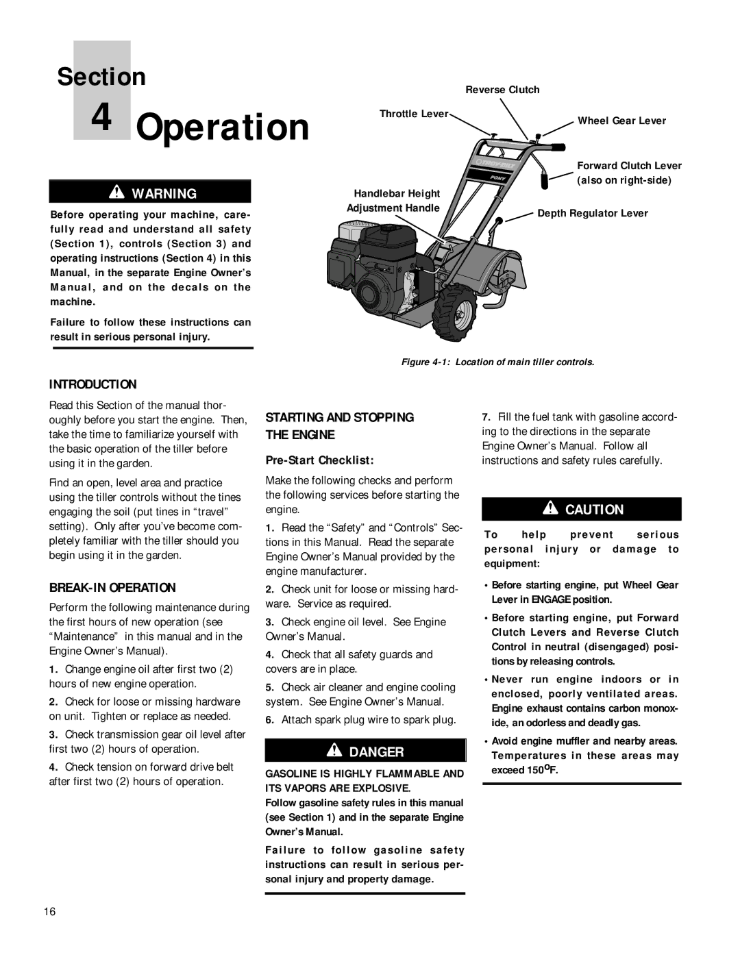 Troy-Bilt 12212, 12211 owner manual Introduction, BREAK-IN Operation, Starting and Stopping Engine, Pre-Start Checklist 