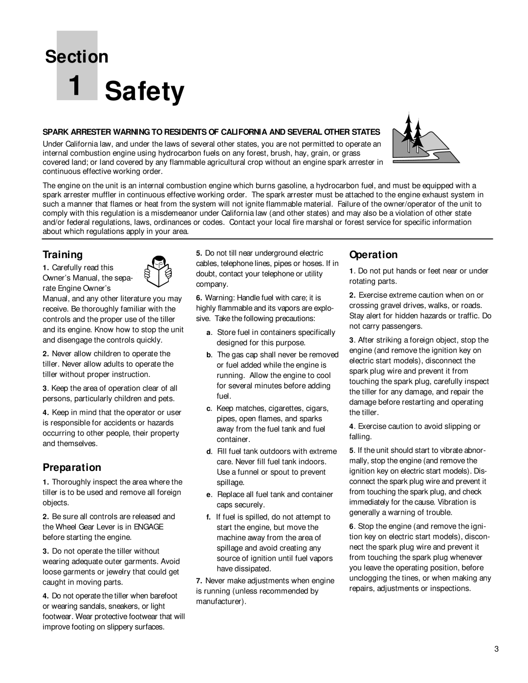 Troy-Bilt 12211, 12212 owner manual Safety, Exercise caution to avoid slipping or falling 