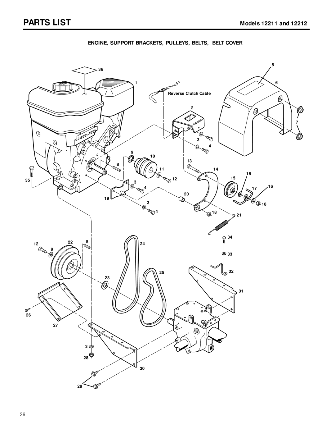 Troy-Bilt 12212, 12211 owner manual ENGINE, Support BRACKETS, PULLEYS, BELTS, Belt Cover 