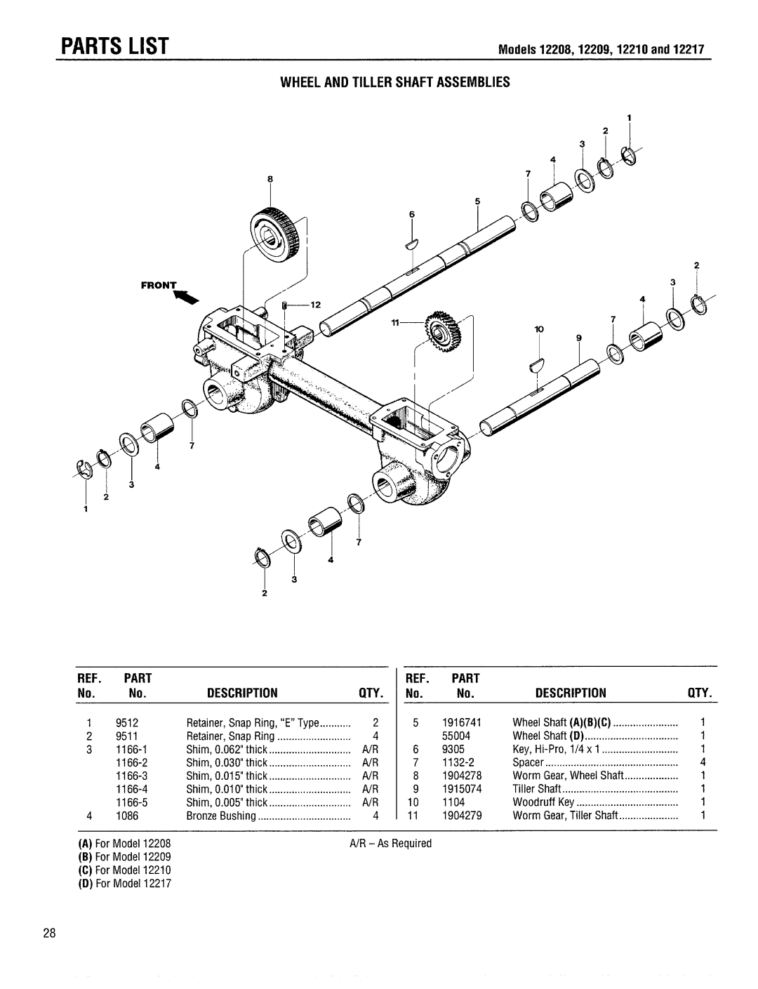 Troy-Bilt 12217-3.5HP, 12227-3.75HP, 12208-4.5HP manual 