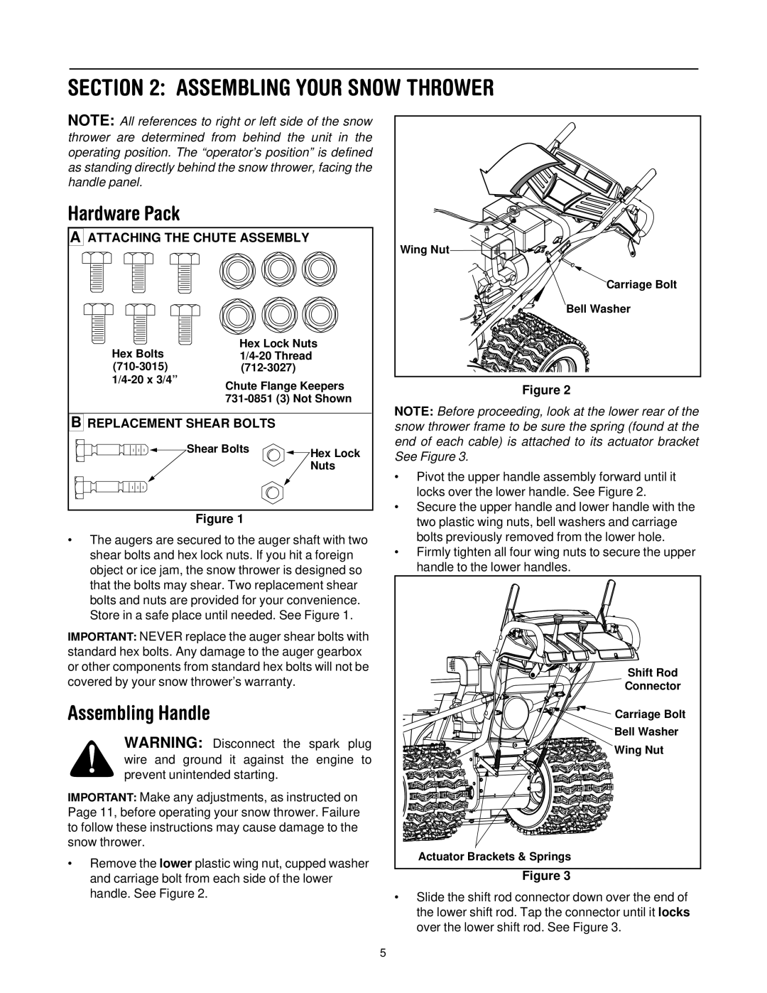 Troy-Bilt 13045 manual Assembling Your Snow Thrower, Hardware Pack, Assembling Handle 