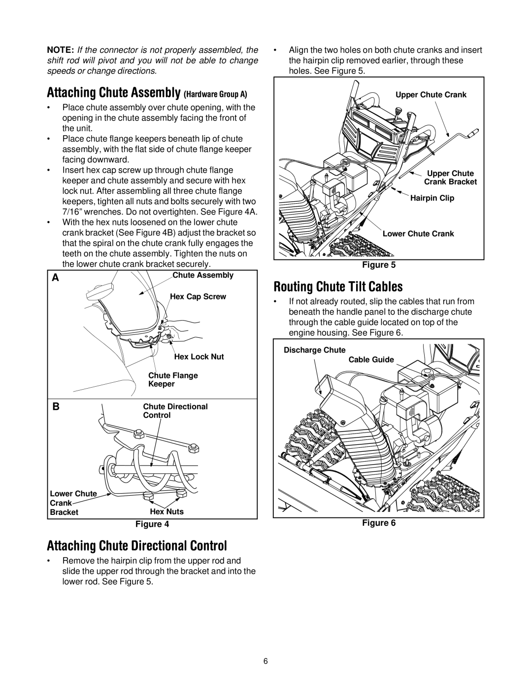 Troy-Bilt 13045 manual Routing Chute Tilt Cables, Attaching Chute Assembly Hardware Group a 