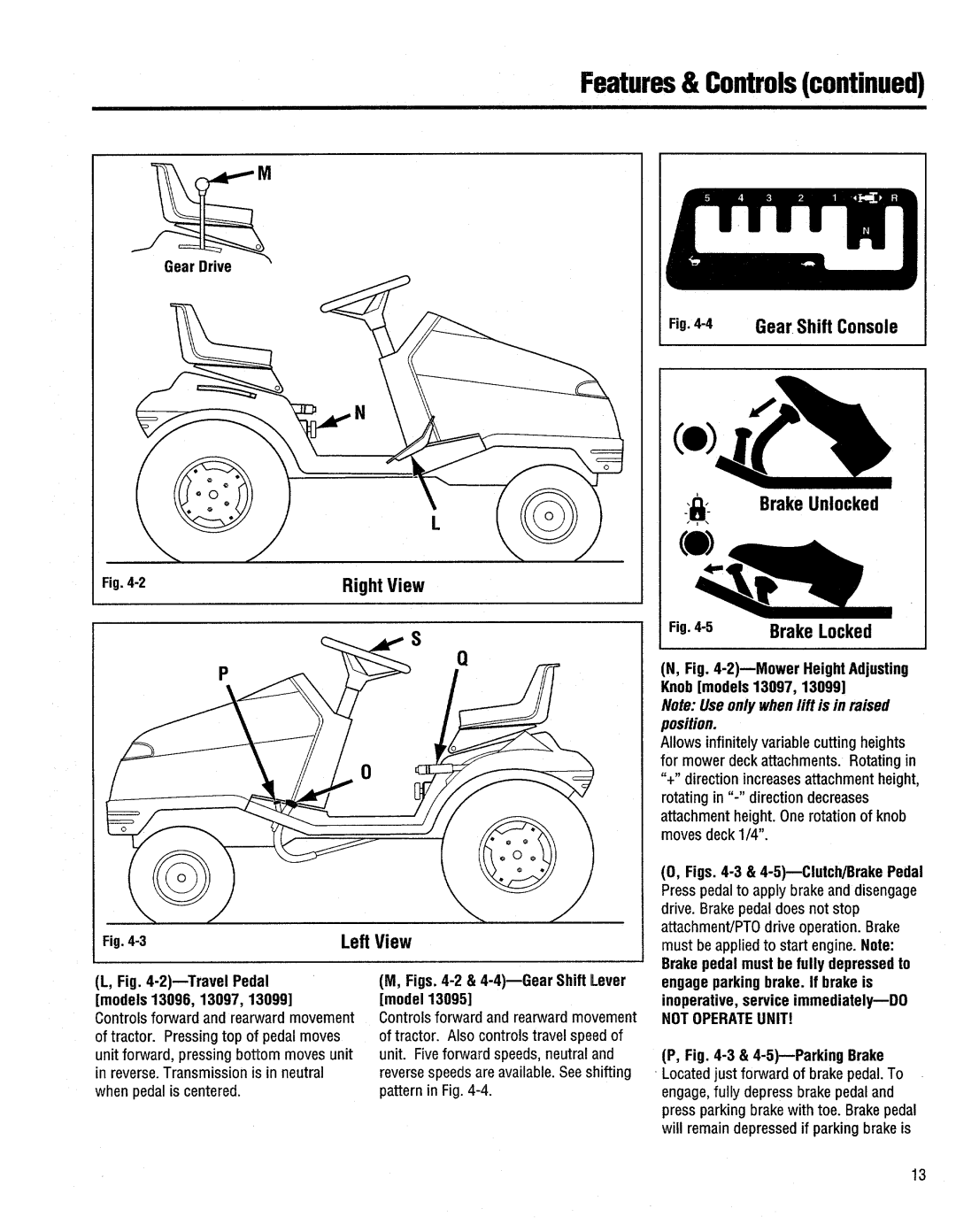 Troy-Bilt 13097, 13099, 13095, 13096 manual 