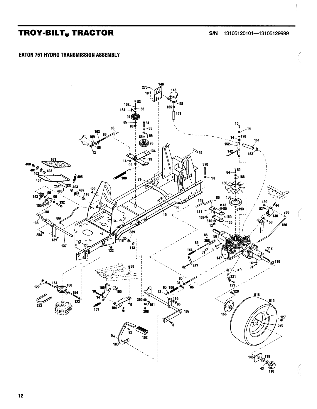 Troy-Bilt 13123, 13105, 13104 manual 