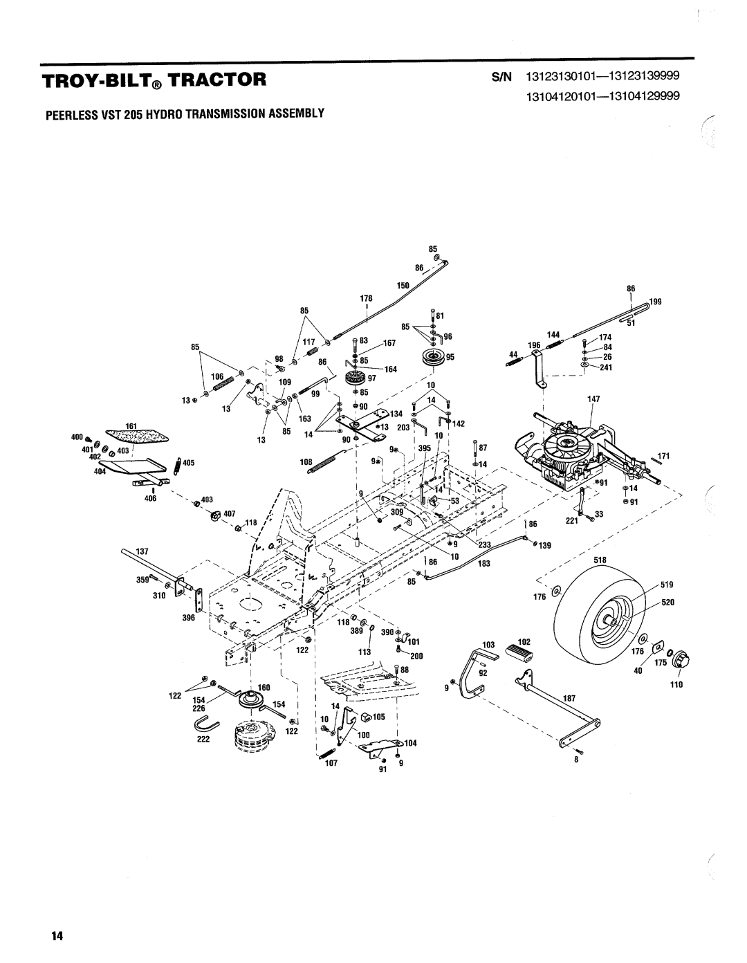 Troy-Bilt 13104, 13123, 13105 manual 