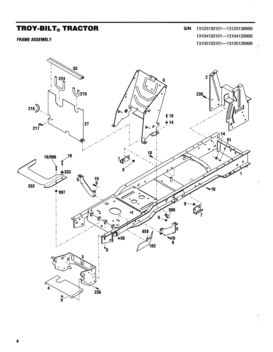 Troy-Bilt 13105, 13123, 13104 manual 